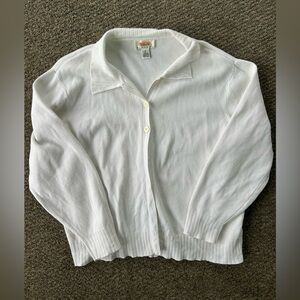 Talbots Vintage White Collared Cardigan Size Medium